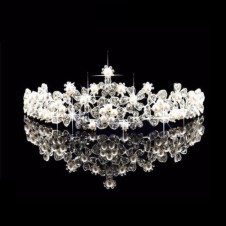 Tiara coronita diadema mireasa placata cu argint 925 perle si cristale
