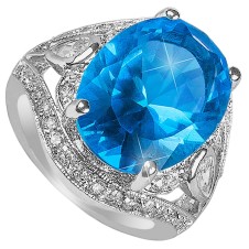 Inel romantic Blue Topaz placat cu argint 925 si cristale austriece