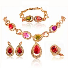 Set bijuterii fashion placate cu aur roz 18k si cristale austriece