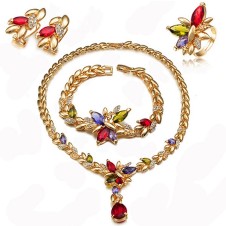 Set bijuterii fashion veritabile placate cu aur galben 18k si cristale austriece