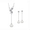 SET bijuterii argint 925 cercei si lantisor cu pandantiv cu perle si cristale austriece#1
