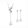SET bijuterii argint 925 cercei si lantisor cu pandantiv cu perle si cristale austriece