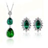 Set bijuterii fashion placate cu platina si cristale Zirconiu Smarald