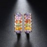 Cercei aniversare placati cu aur 14k si cristale multicolore cubic zirconia