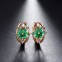 Cercei design floral Smarald placati cu aur 14k si cristale Zirconiu#1