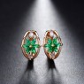 Cercei design floral Smarald placati cu aur 14k si cristale Zirconiu