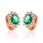 Cercei clasici Smarald placati cu cristale Zirconiu si aur roz 14k#1