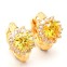 Cercei Topaz galben design floral cristale Zirconiu si aur galben 18k#1