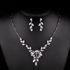 SET bijuterii mireasa colier cercei placate cu cristale autentice de Zirconiu