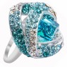 Inel Aqua Blue fashion placat cu platina si cristale austriece