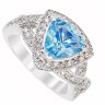 Inel logodna Blue Topaz placat cu argint 925 si cristale austriece
