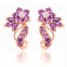 Cercei fashion cu cristale Zirconiu tip Ametist si placati cu aur roz 10k#1