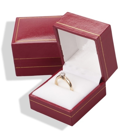 Cutie bijuterii Inel logodna cu pietre semipretioase Safir placat cu aur alb 10k si cristale